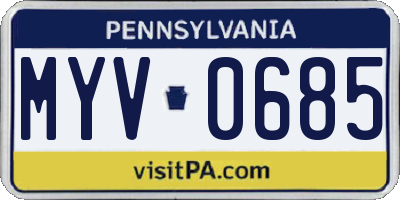 PA license plate MYV0685