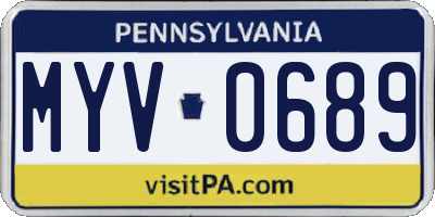 PA license plate MYV0689