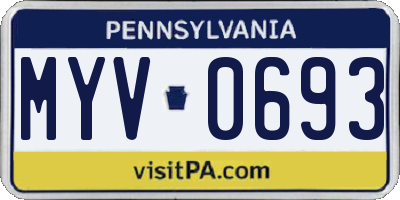 PA license plate MYV0693