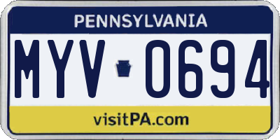 PA license plate MYV0694