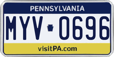 PA license plate MYV0696