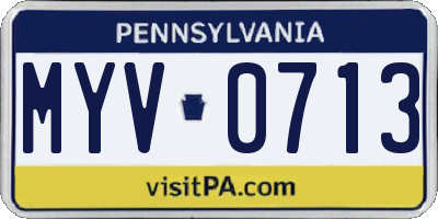 PA license plate MYV0713