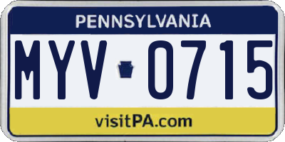 PA license plate MYV0715