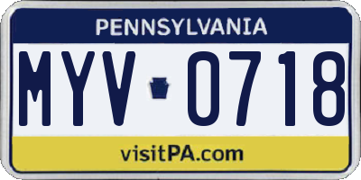 PA license plate MYV0718