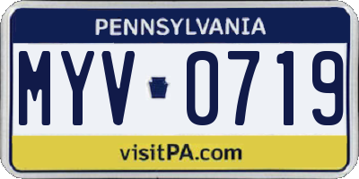 PA license plate MYV0719