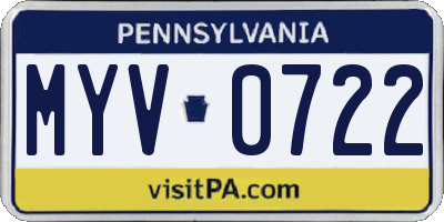 PA license plate MYV0722
