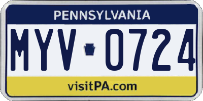 PA license plate MYV0724