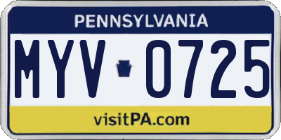 PA license plate MYV0725