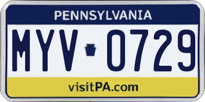 PA license plate MYV0729