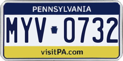 PA license plate MYV0732