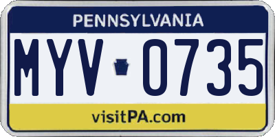 PA license plate MYV0735