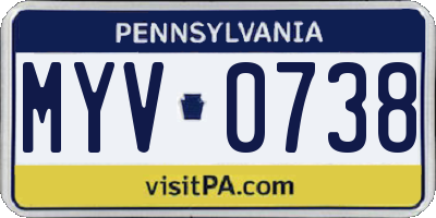 PA license plate MYV0738