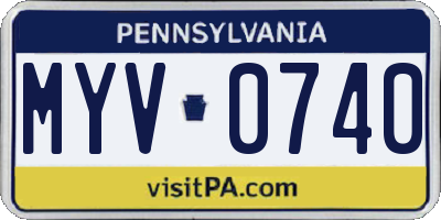 PA license plate MYV0740