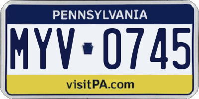 PA license plate MYV0745