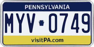 PA license plate MYV0749