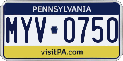 PA license plate MYV0750