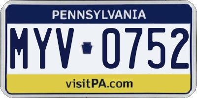 PA license plate MYV0752