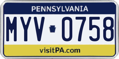 PA license plate MYV0758
