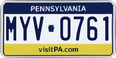 PA license plate MYV0761