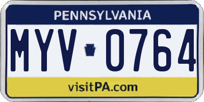 PA license plate MYV0764