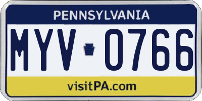 PA license plate MYV0766