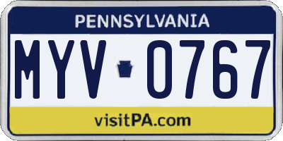 PA license plate MYV0767