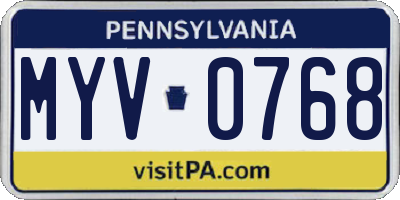 PA license plate MYV0768