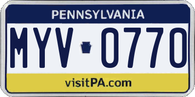 PA license plate MYV0770