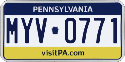 PA license plate MYV0771