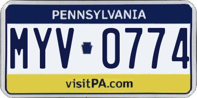 PA license plate MYV0774