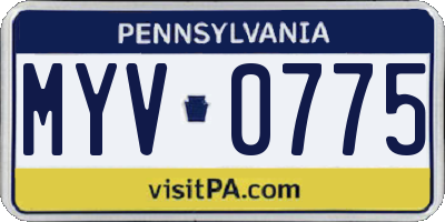 PA license plate MYV0775