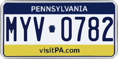 PA license plate MYV0782