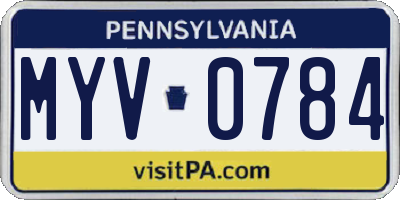 PA license plate MYV0784