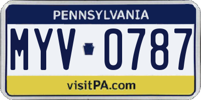 PA license plate MYV0787