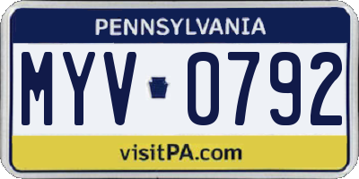 PA license plate MYV0792