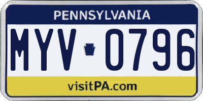PA license plate MYV0796