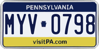 PA license plate MYV0798