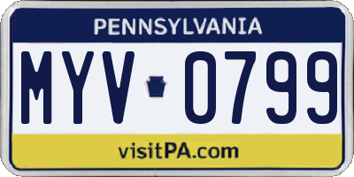 PA license plate MYV0799