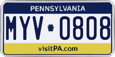 PA license plate MYV0808
