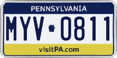 PA license plate MYV0811