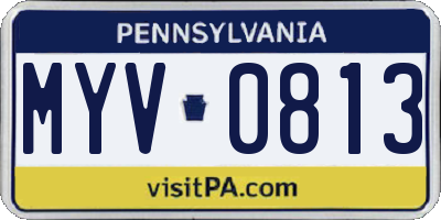 PA license plate MYV0813