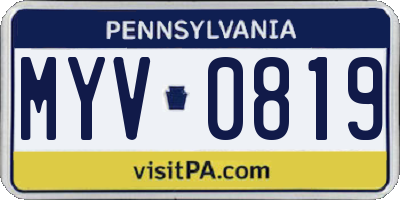 PA license plate MYV0819