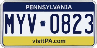 PA license plate MYV0823