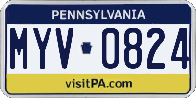 PA license plate MYV0824