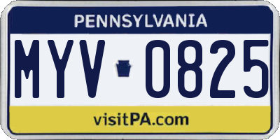 PA license plate MYV0825