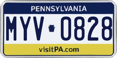 PA license plate MYV0828