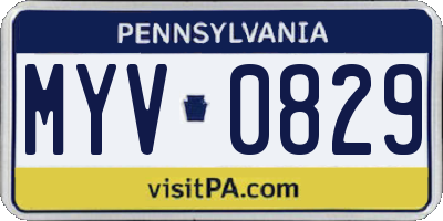 PA license plate MYV0829