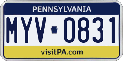 PA license plate MYV0831