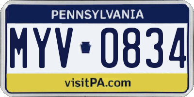 PA license plate MYV0834