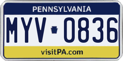 PA license plate MYV0836